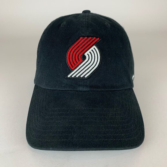 Portland Trailblazers NBA Black 47 Brand Clean Up Relaxed Fit Strapback Hat - Picture 2 of 6